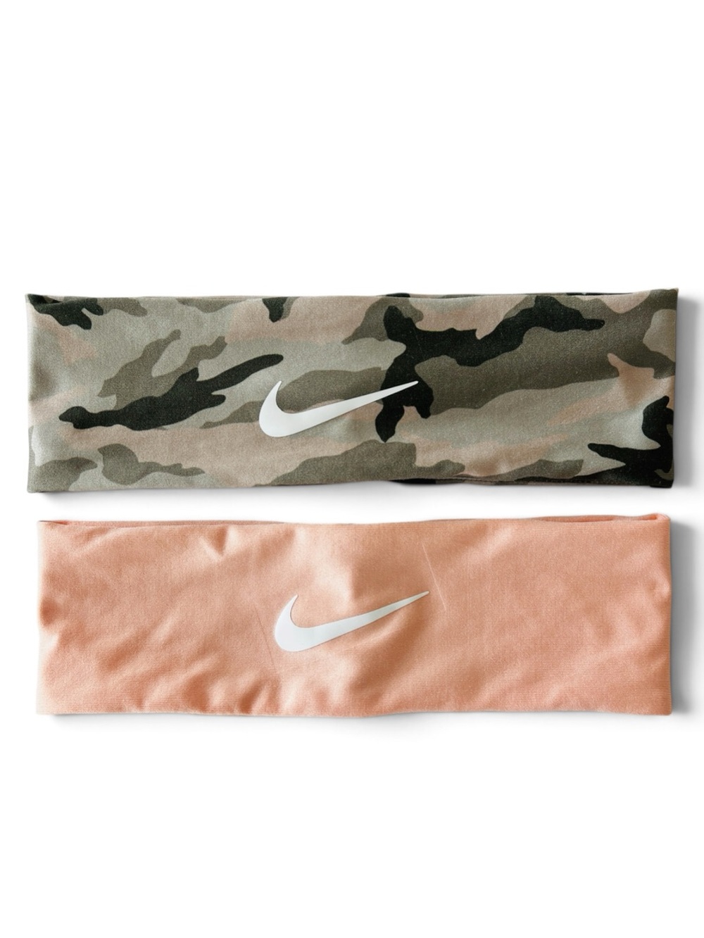 Nike Women’s Fury 2.0 Dri-FIT Headbands — Camo & Peach OSFM
